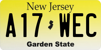 NJ license plate A17WEC