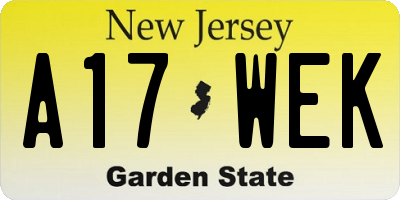 NJ license plate A17WEK