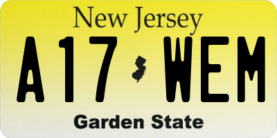 NJ license plate A17WEM