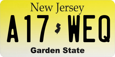 NJ license plate A17WEQ