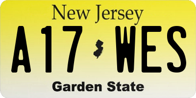 NJ license plate A17WES