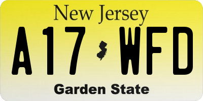 NJ license plate A17WFD