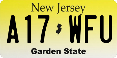 NJ license plate A17WFU