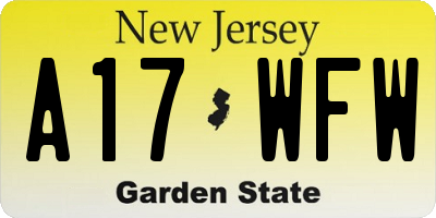 NJ license plate A17WFW