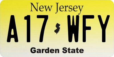 NJ license plate A17WFY