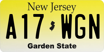 NJ license plate A17WGN