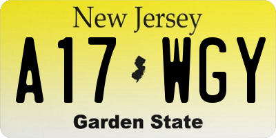 NJ license plate A17WGY