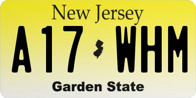 NJ license plate A17WHM