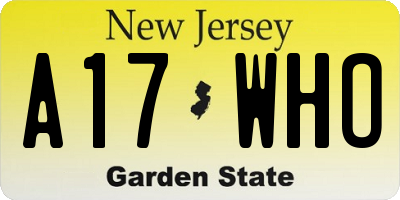 NJ license plate A17WHO