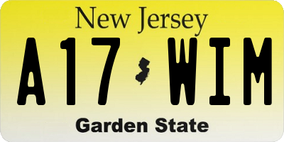 NJ license plate A17WIM