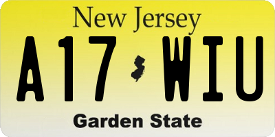 NJ license plate A17WIU