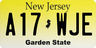 NJ license plate A17WJE
