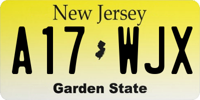 NJ license plate A17WJX