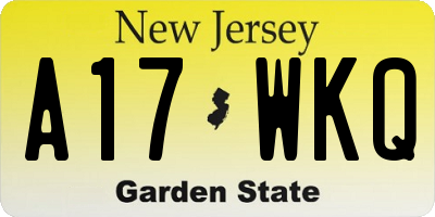NJ license plate A17WKQ