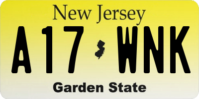 NJ license plate A17WNK