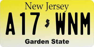 NJ license plate A17WNM