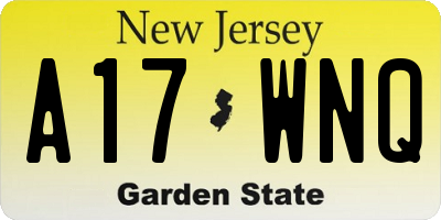 NJ license plate A17WNQ
