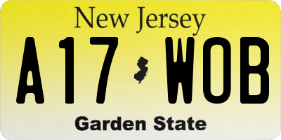 NJ license plate A17WOB