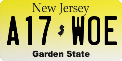 NJ license plate A17WOE