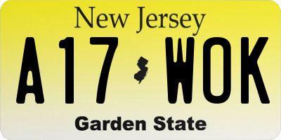 NJ license plate A17WOK