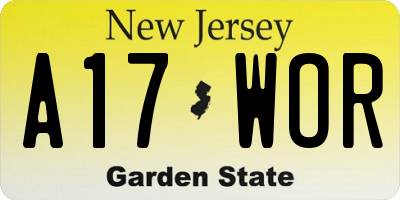 NJ license plate A17WOR