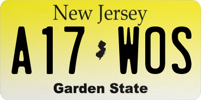 NJ license plate A17WOS