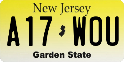 NJ license plate A17WOU