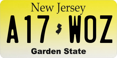 NJ license plate A17WOZ