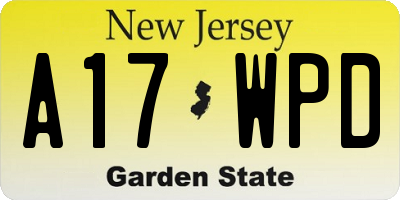 NJ license plate A17WPD