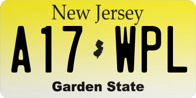 NJ license plate A17WPL