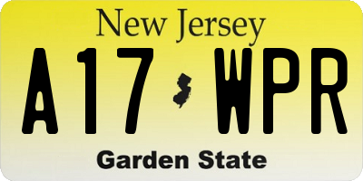 NJ license plate A17WPR