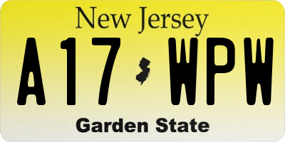 NJ license plate A17WPW