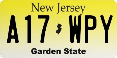 NJ license plate A17WPY