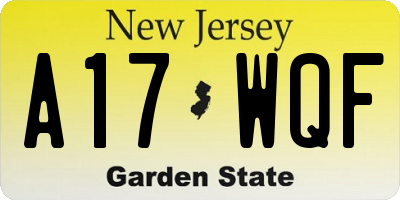 NJ license plate A17WQF