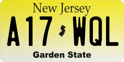 NJ license plate A17WQL