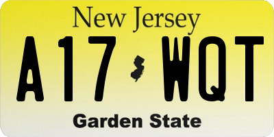 NJ license plate A17WQT