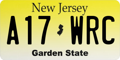 NJ license plate A17WRC