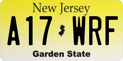 NJ license plate A17WRF