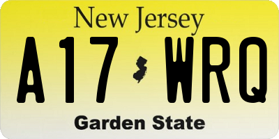 NJ license plate A17WRQ