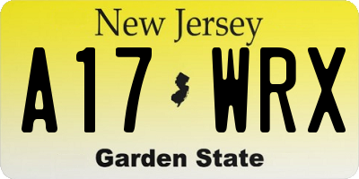NJ license plate A17WRX