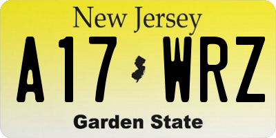 NJ license plate A17WRZ