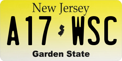 NJ license plate A17WSC