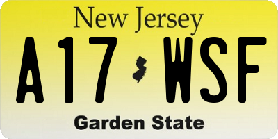 NJ license plate A17WSF