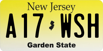 NJ license plate A17WSH