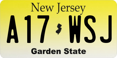 NJ license plate A17WSJ