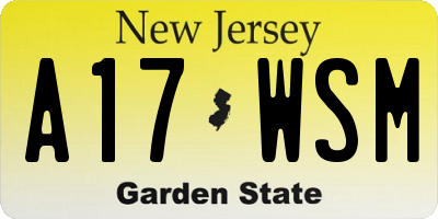NJ license plate A17WSM