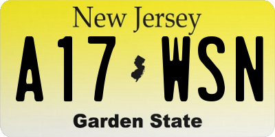 NJ license plate A17WSN
