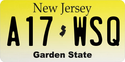 NJ license plate A17WSQ