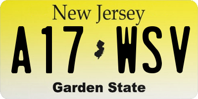 NJ license plate A17WSV