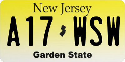 NJ license plate A17WSW